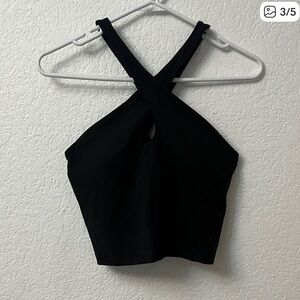 lululemon athletica Black Cross Halter Crop Top